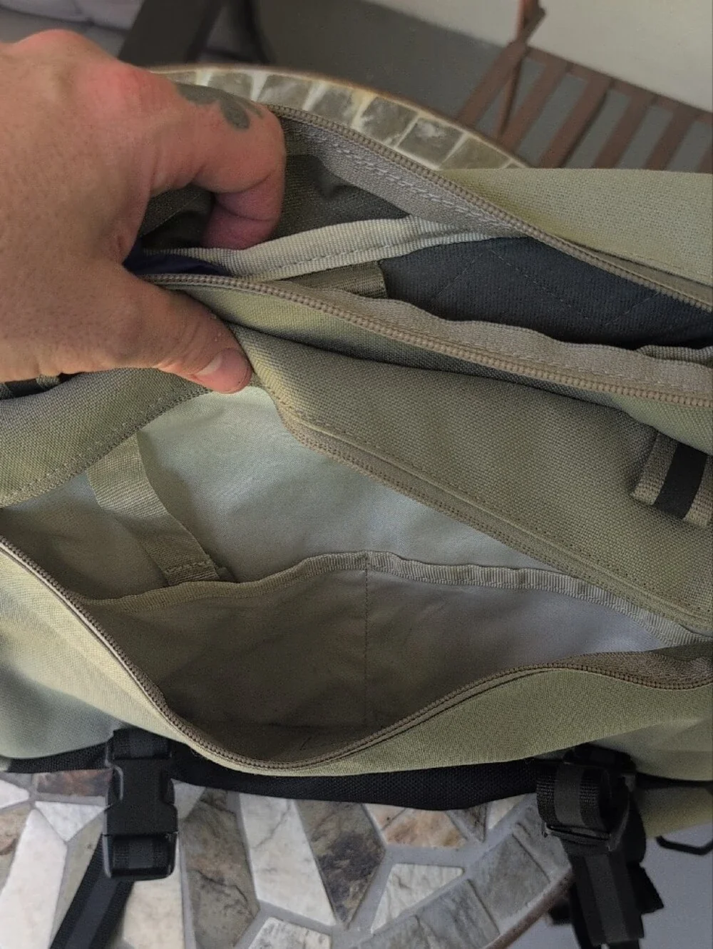Chrome Sage Green Messenger Bag with Secure Buckle Straps